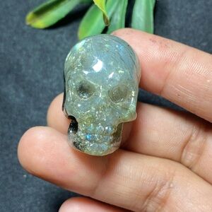 Labradorite Skull Pendant
